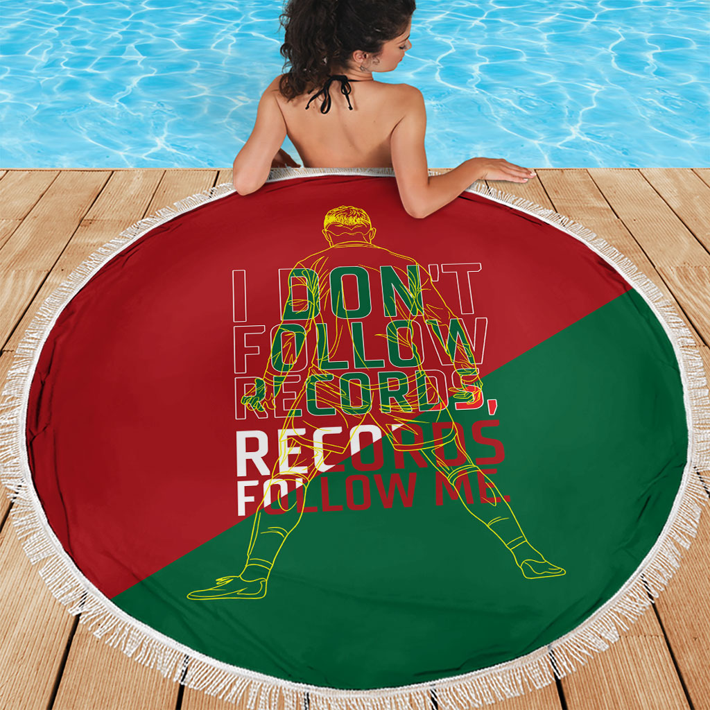 Portugal Football Number 7 GOAT Beach Blanket Records Follow Me Sports Quote Line Art