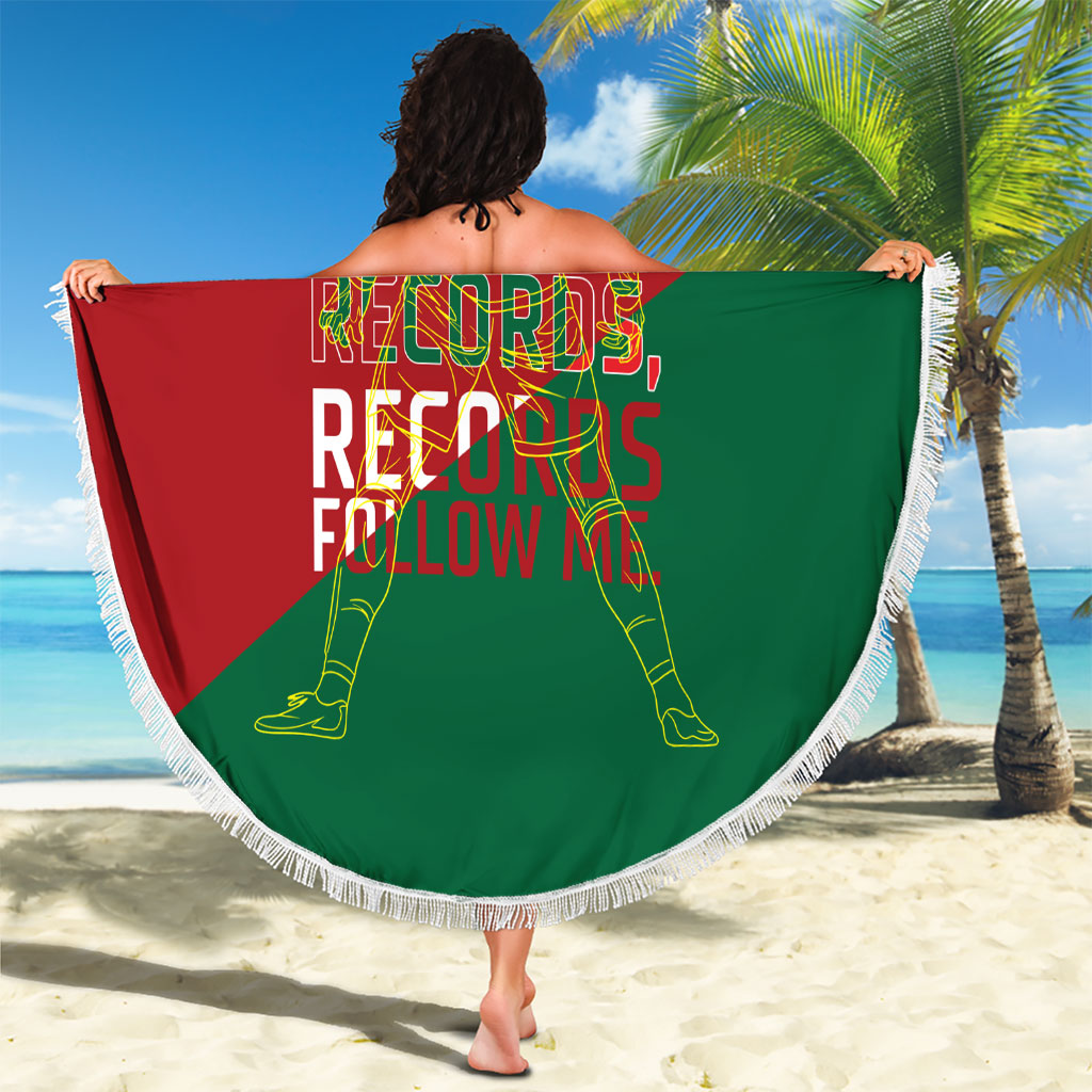 Portugal Football Number 7 GOAT Beach Blanket Records Follow Me Sports Quote Line Art
