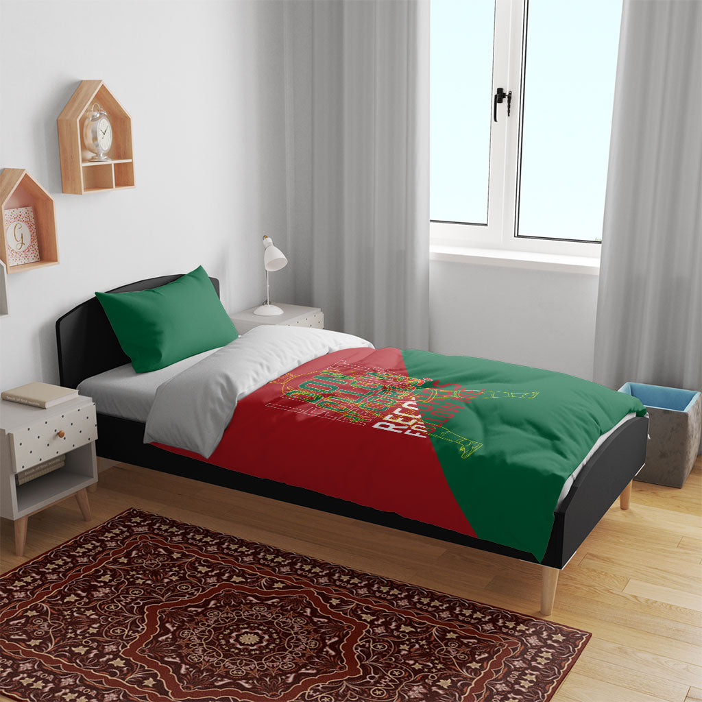 Portugal Football Number 7 GOAT Bedding Set Records Follow Me Sports Quote Line Art
