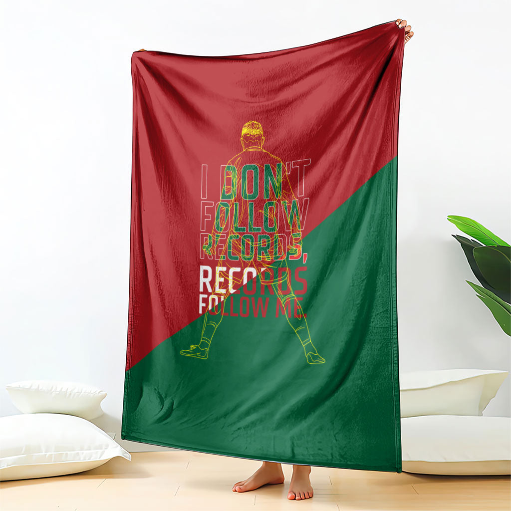 Portugal Football Number 7 GOAT Blanket Records Follow Me Sports Quote Line Art
