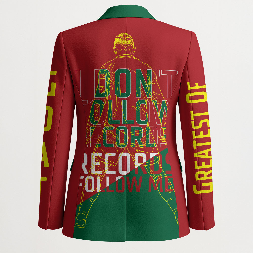 Portugal Football Number 7 GOAT Blazer Records Follow Me Sports Quote Line Art