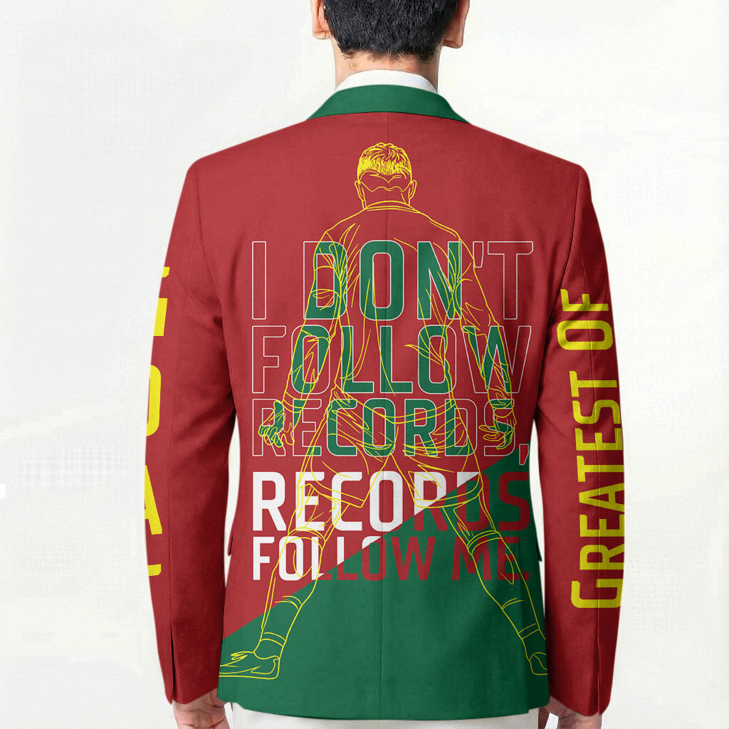 Portugal Football Number 7 GOAT Blazer Records Follow Me Sports Quote Line Art