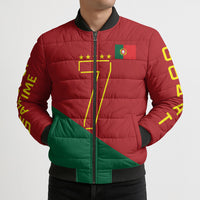 Portugal Football Number 7 GOAT Bomber Puffer Jacket Records Follow Me Sports Quote Line Art