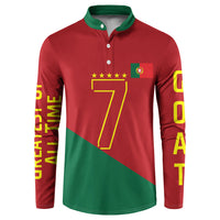 Portugal Football Number 7 GOAT Button Sweatshirt Records Follow Me Sports Quote Line Art