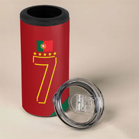 Portugal Football Number 7 GOAT 4 in 1 Can Cooler Tumbler Records Follow Me Sports Quote Line Art