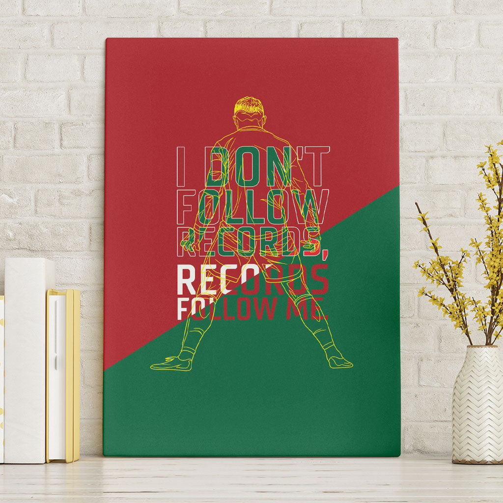 Portugal Football Number 7 GOAT Canvas Wall Art Records Follow Me Sports Quote Line Art