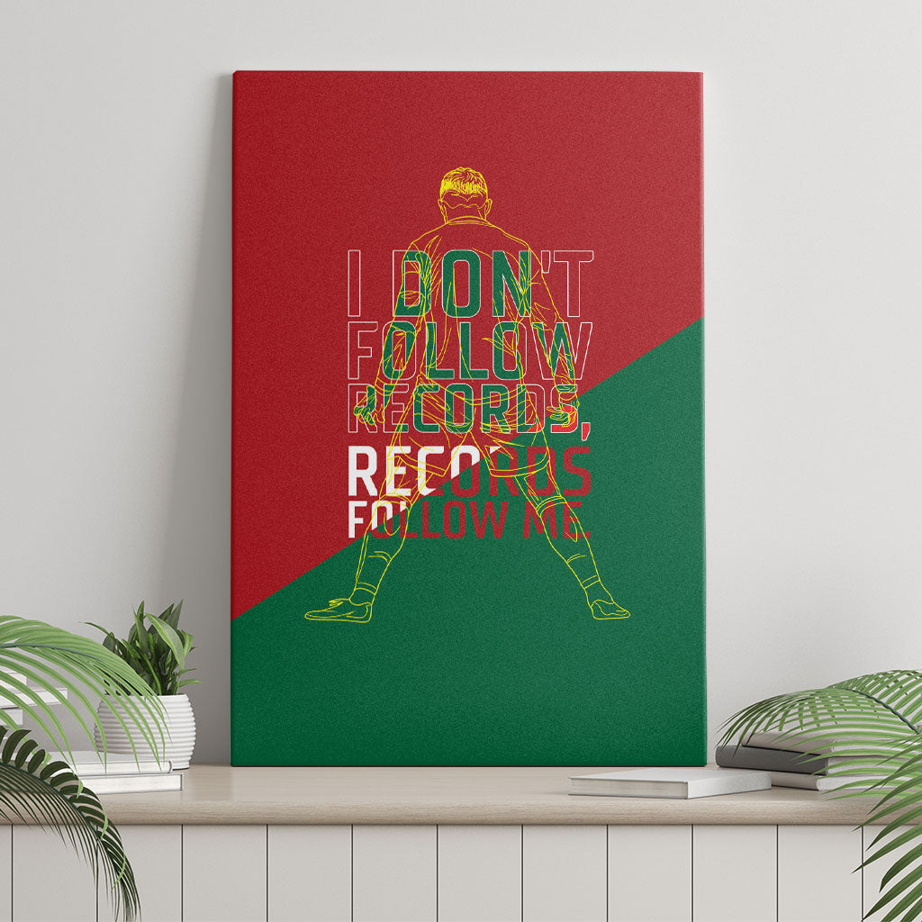 Portugal Football Number 7 GOAT Canvas Wall Art Records Follow Me Sports Quote Line Art