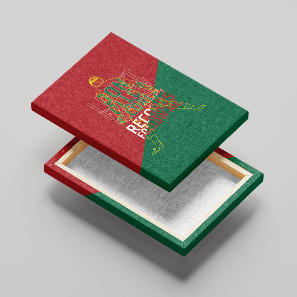 Portugal Football Number 7 GOAT Canvas Wall Art Records Follow Me Sports Quote Line Art