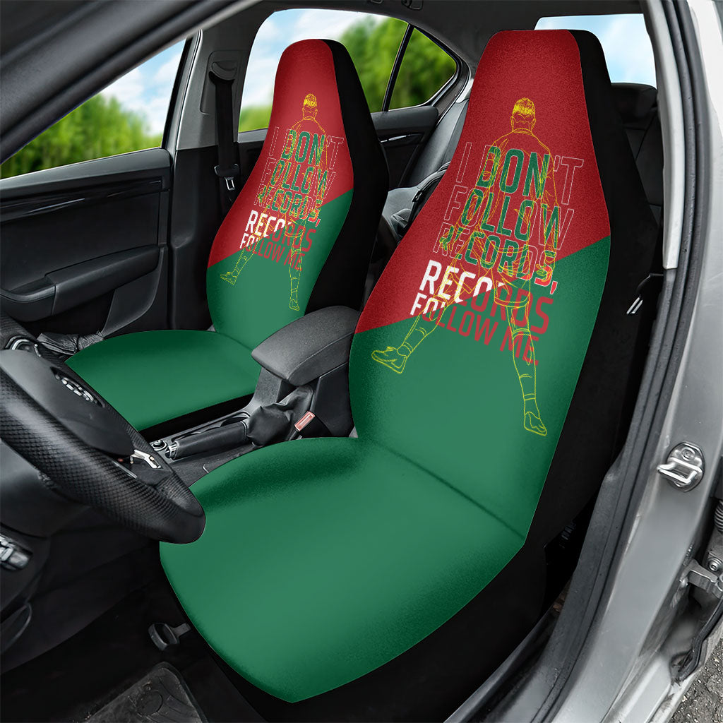 Portugal Football Number 7 GOAT Car Seat Cover Records Follow Me Sports Quote Line Art