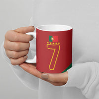 Portugal Football Number 7 GOAT Ceramic Mug Records Follow Me Sports Quote Line Art