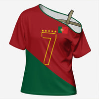 Portugal Football Number 7 GOAT Cross Shoulder Shirt Records Follow Me Sports Quote Line Art