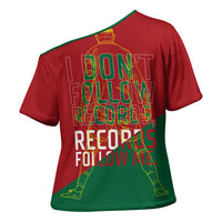 Portugal Football Number 7 GOAT Cross Shoulder Shirt Records Follow Me Sports Quote Line Art