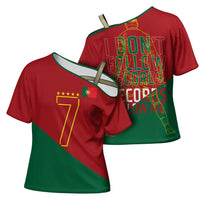 Portugal Football Number 7 GOAT Cross Shoulder Shirt Records Follow Me Sports Quote Line Art