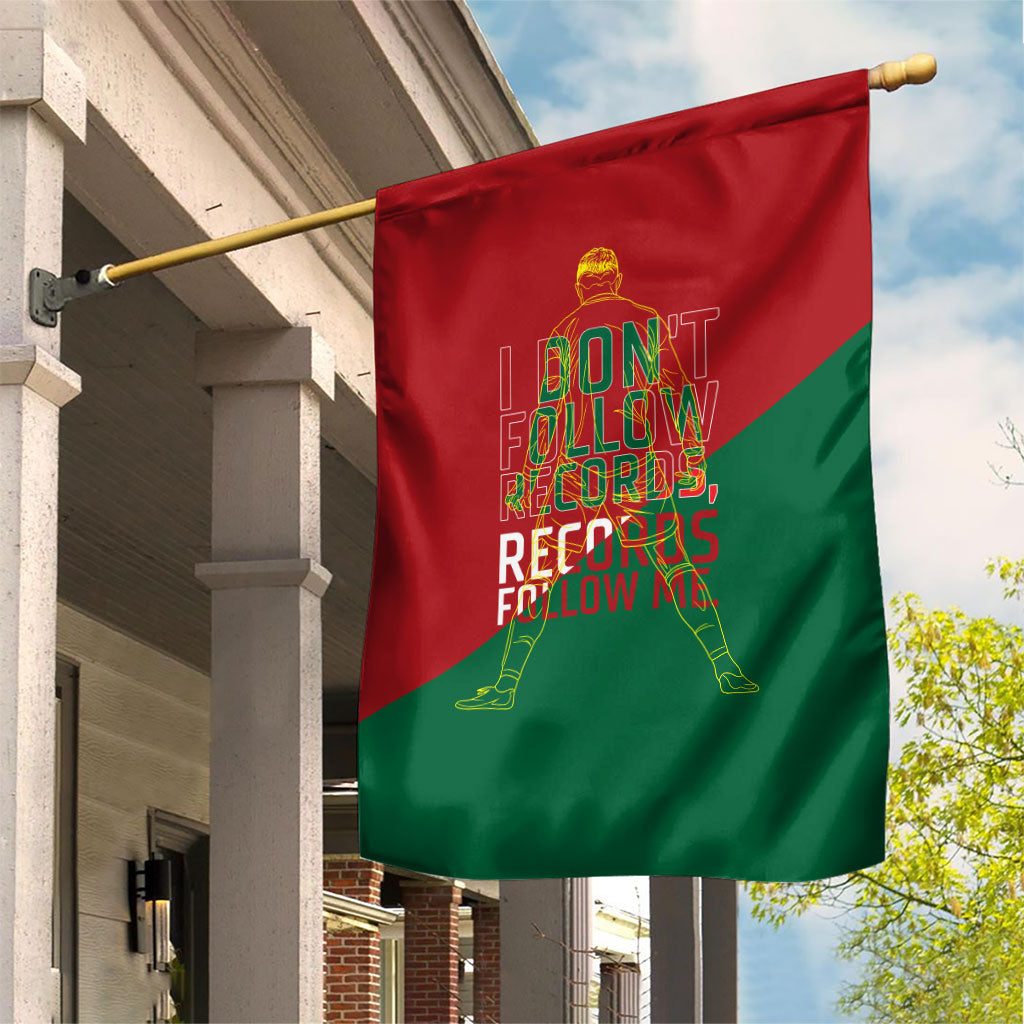 Portugal Football Number 7 GOAT Garden Flag Records Follow Me Sports Quote Line Art