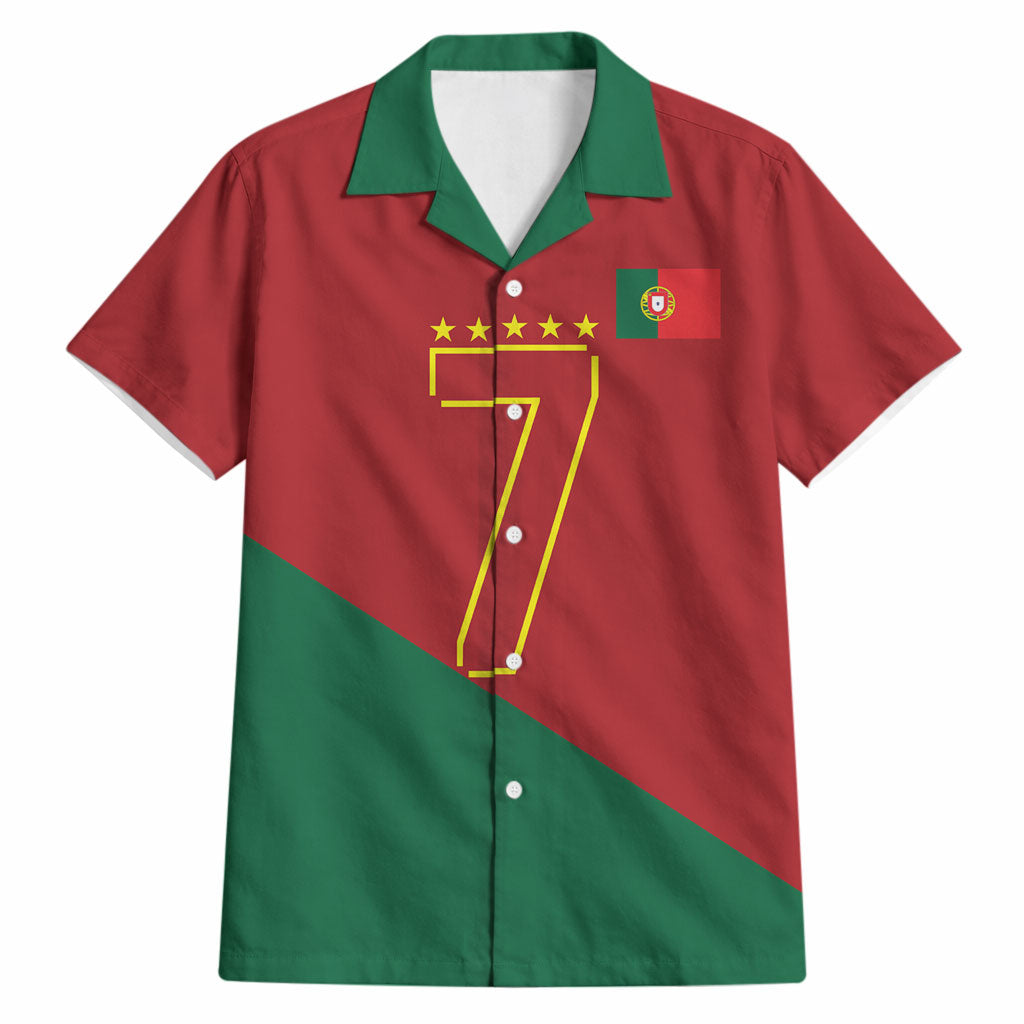 Portugal Football Number 7 GOAT Hawaiian Shirt Records Follow Me Sports Quote Line Art