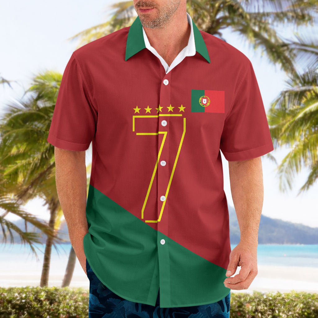 Portugal Football Number 7 GOAT Hawaiian Shirt Records Follow Me Sports Quote Line Art