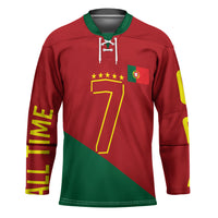 Portugal Football Number 7 GOAT Hockey Jersey Records Follow Me Sports Quote Line Art