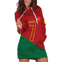 Portugal Football Number 7 GOAT Hoodie Dress Records Follow Me Sports Quote Line Art