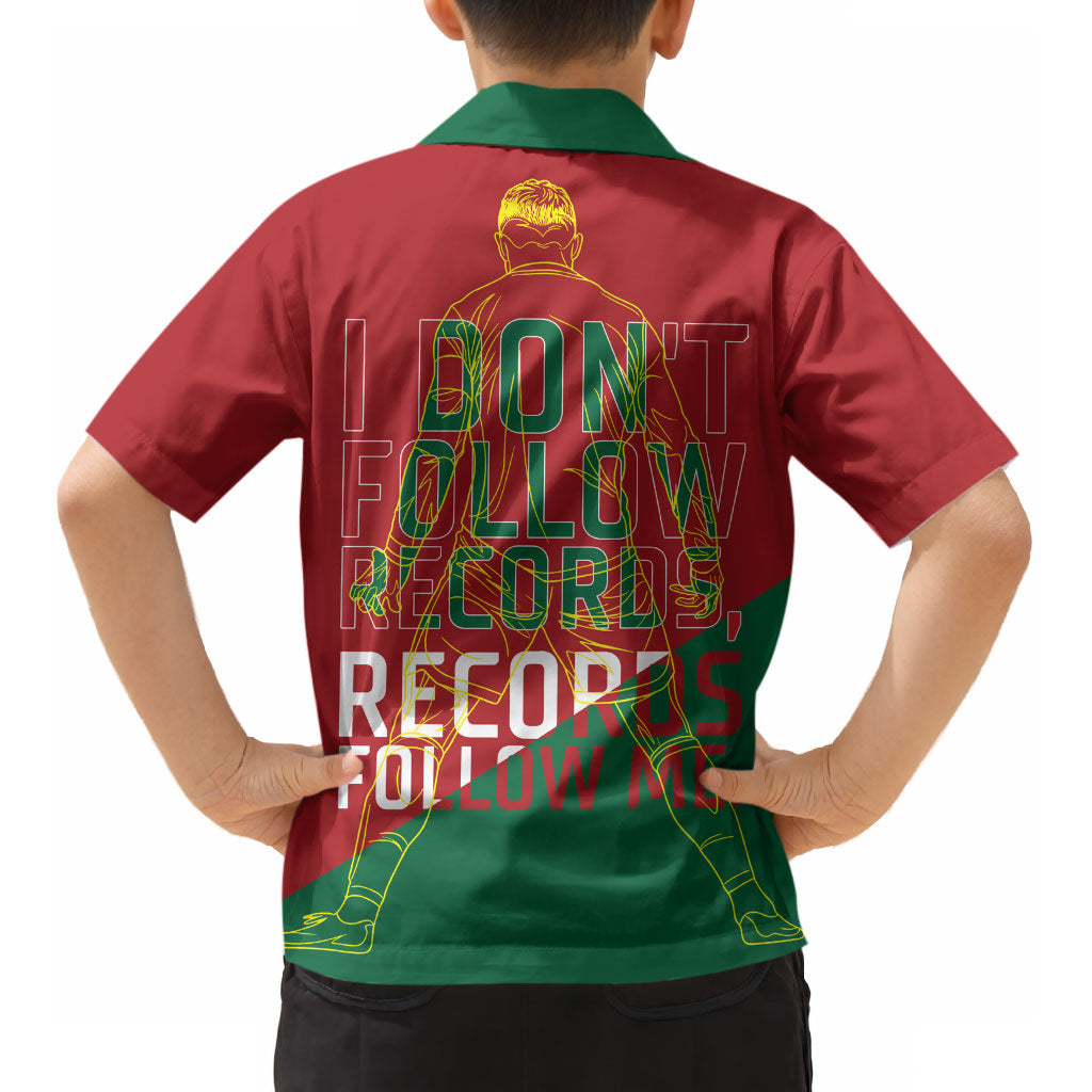 Portugal Football Number 7 GOAT Kid Hawaiian Shirt Records Follow Me Sports Quote Line Art