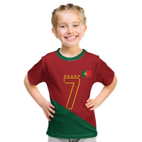 Portugal Football Number 7 GOAT Kid T Shirt Records Follow Me Sports Quote Line Art
