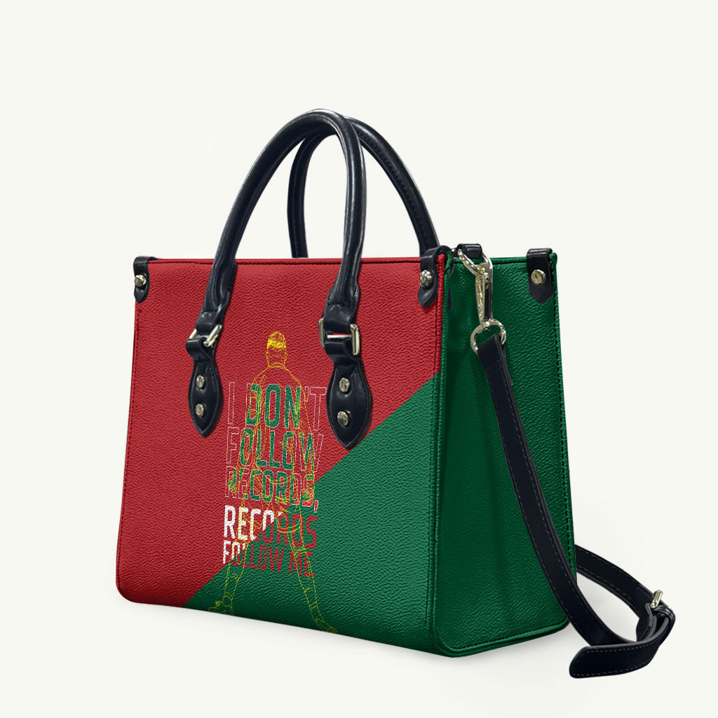 Portugal Football Number 7 GOAT Leather Bag Records Follow Me Sports Quote Line Art