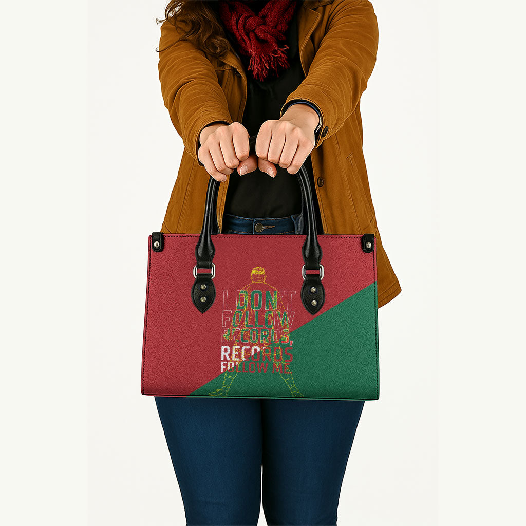 Portugal Football Number 7 GOAT Leather Bag Records Follow Me Sports Quote Line Art