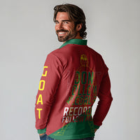 Portugal Football Number 7 GOAT Long Sleeve Polo Shirt Records Follow Me Sports Quote Line Art