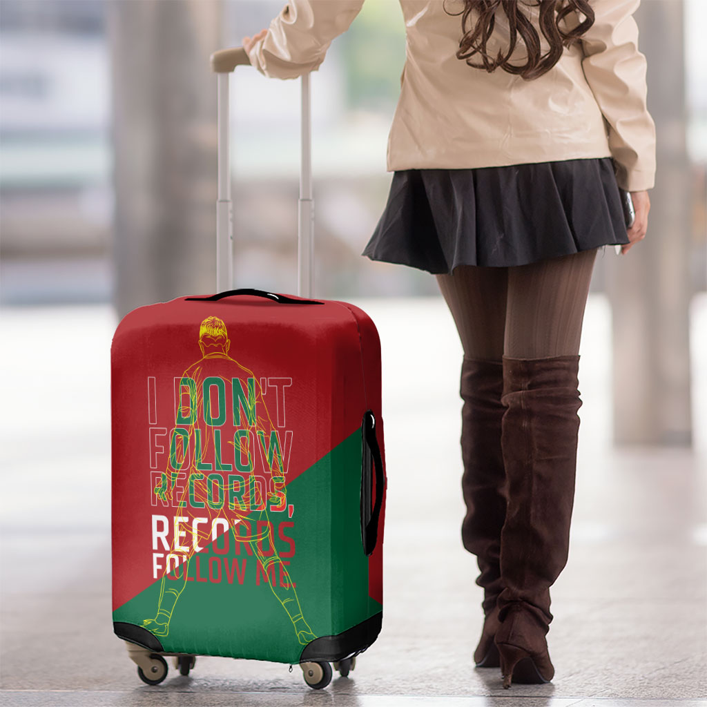 Portugal Football Number 7 GOAT Luggage Cover Records Follow Me Sports Quote Line Art