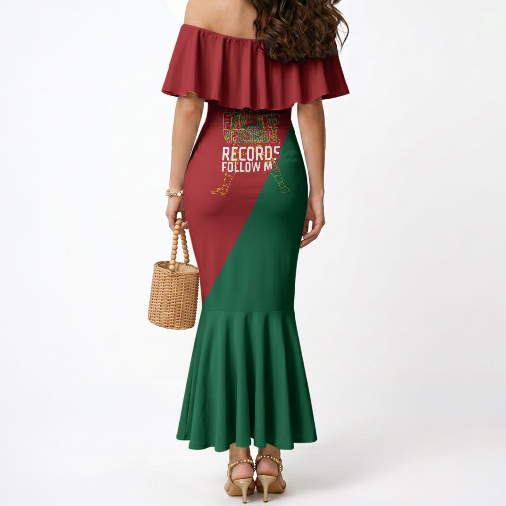 Portugal Football Number 7 GOAT Mermaid Dress Records Follow Me Sports Quote Line Art