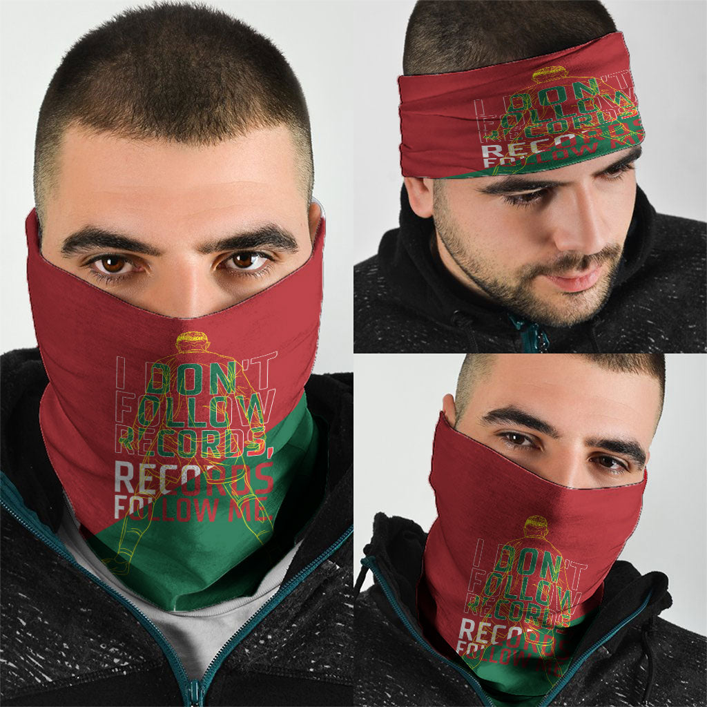 Portugal Football Number 7 GOAT Neck Gaiter Records Follow Me Sports Quote Line Art