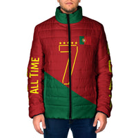Portugal Football Number 7 GOAT Padded Jacket Records Follow Me Sports Quote Line Art