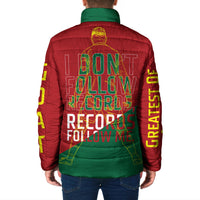 Portugal Football Number 7 GOAT Padded Jacket Records Follow Me Sports Quote Line Art