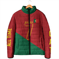 Portugal Football Number 7 GOAT Padded Jacket Records Follow Me Sports Quote Line Art