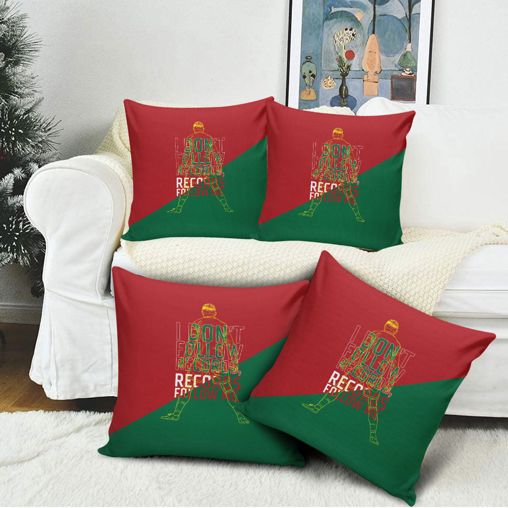Portugal Football Number 7 GOAT Pillow Cover Records Follow Me Sports Quote Line Art