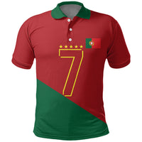 Portugal Football Number 7 GOAT Polo Shirt Records Follow Me Sports Quote Line Art