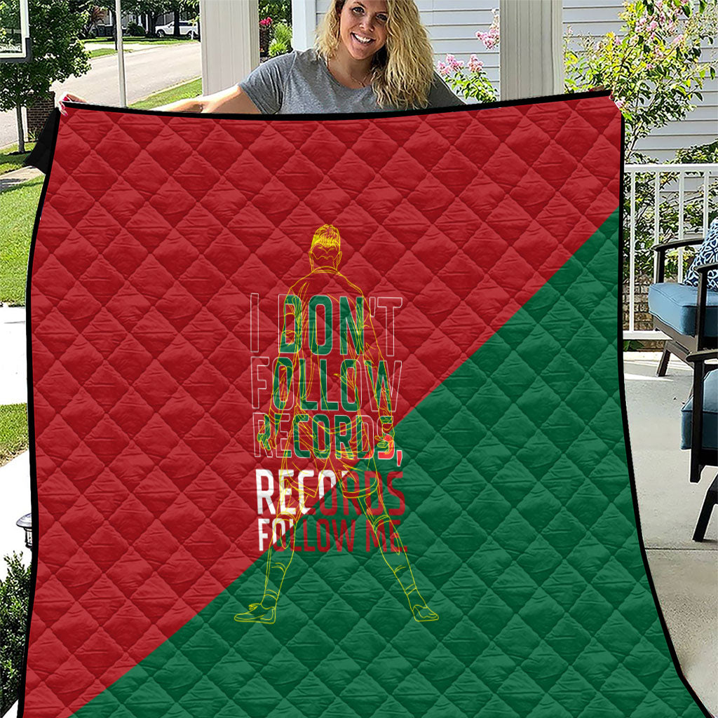 Portugal Football Number 7 GOAT Quilt Records Follow Me Sports Quote Line Art