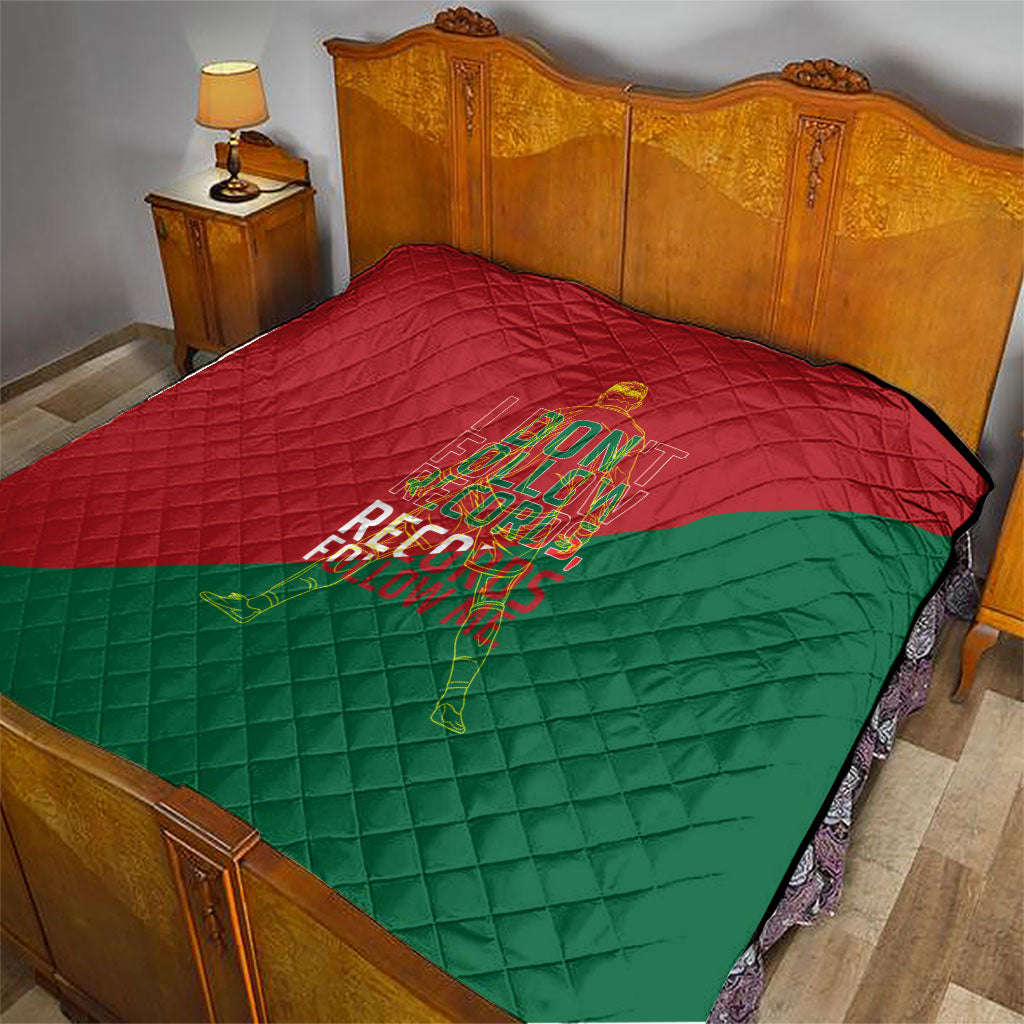 Portugal Football Number 7 GOAT Quilt Records Follow Me Sports Quote Line Art