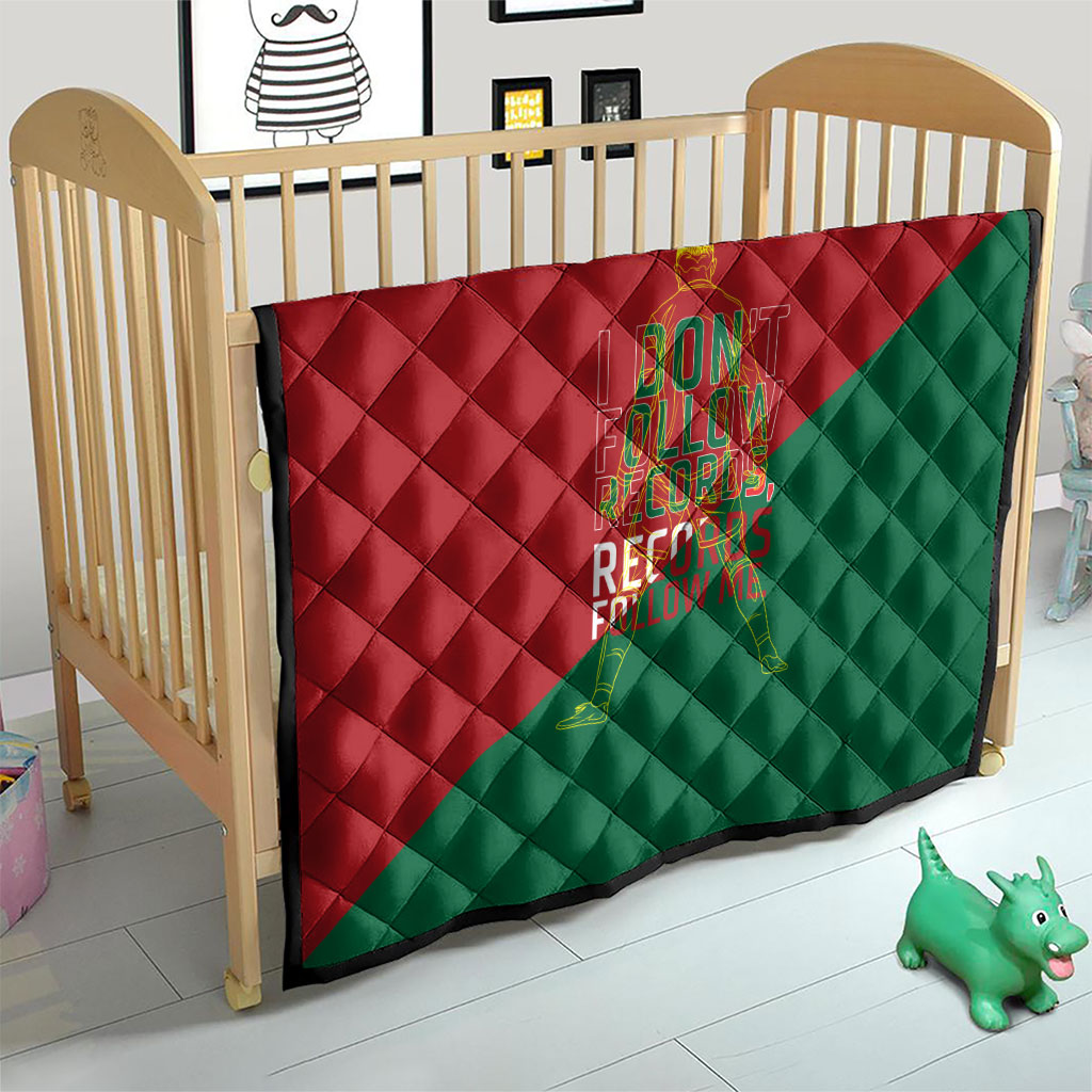 Portugal Football Number 7 GOAT Quilt Records Follow Me Sports Quote Line Art