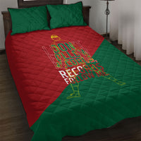 Portugal Football Number 7 GOAT Quilt Bed Set Records Follow Me Sports Quote Line Art