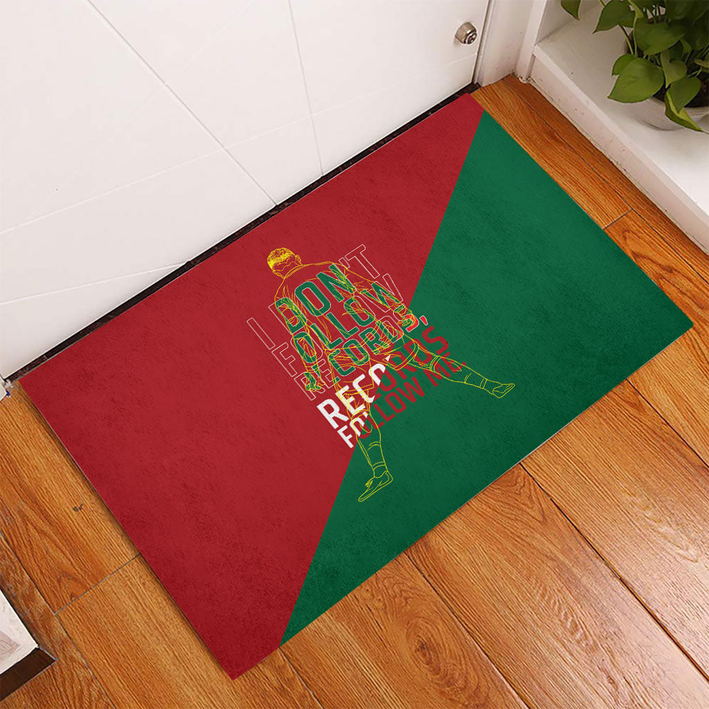Portugal Football Number 7 GOAT Rubber Doormat Records Follow Me Sports Quote Line Art