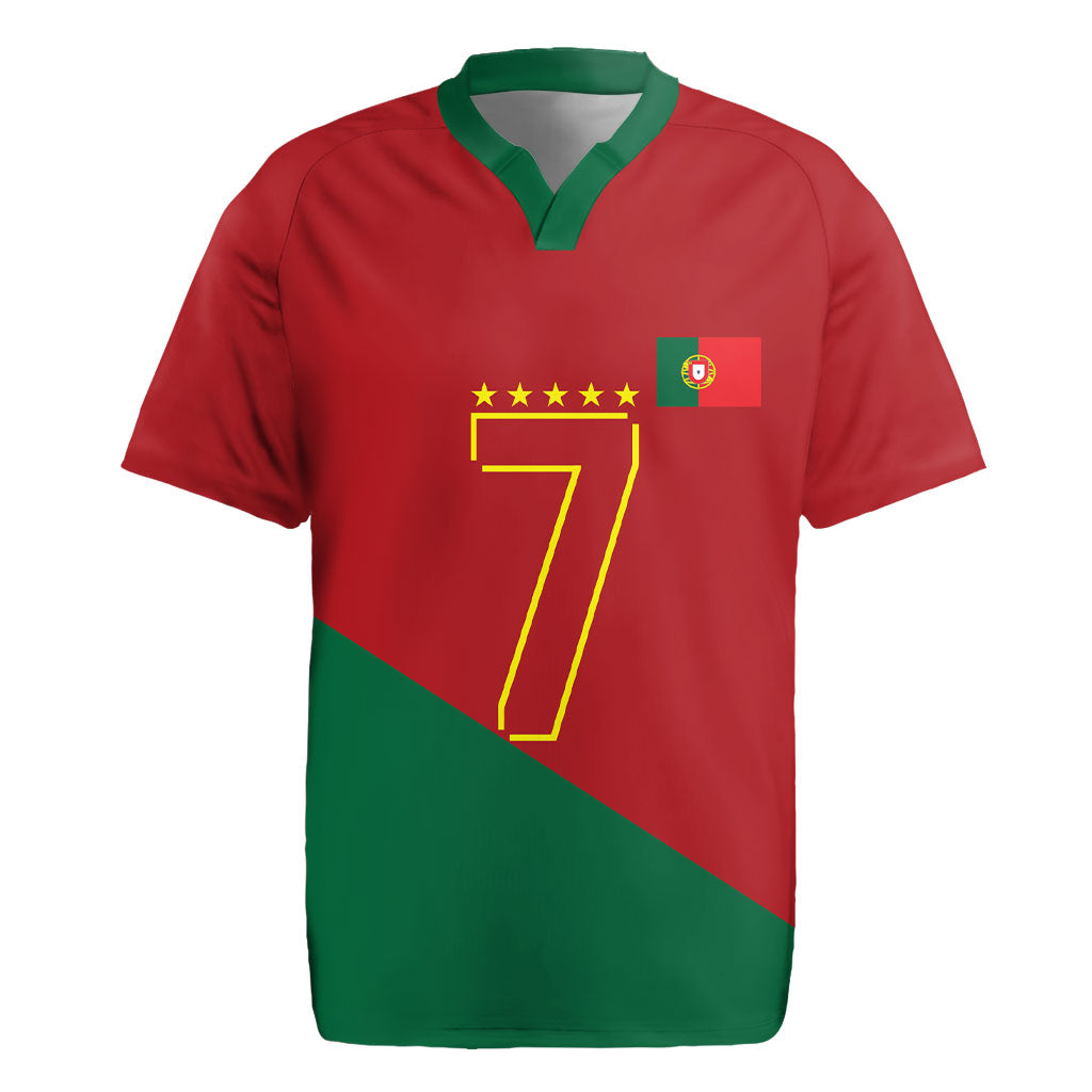 Portugal Football Number 7 GOAT Rugby Jersey Records Follow Me Sports Quote Line Art
