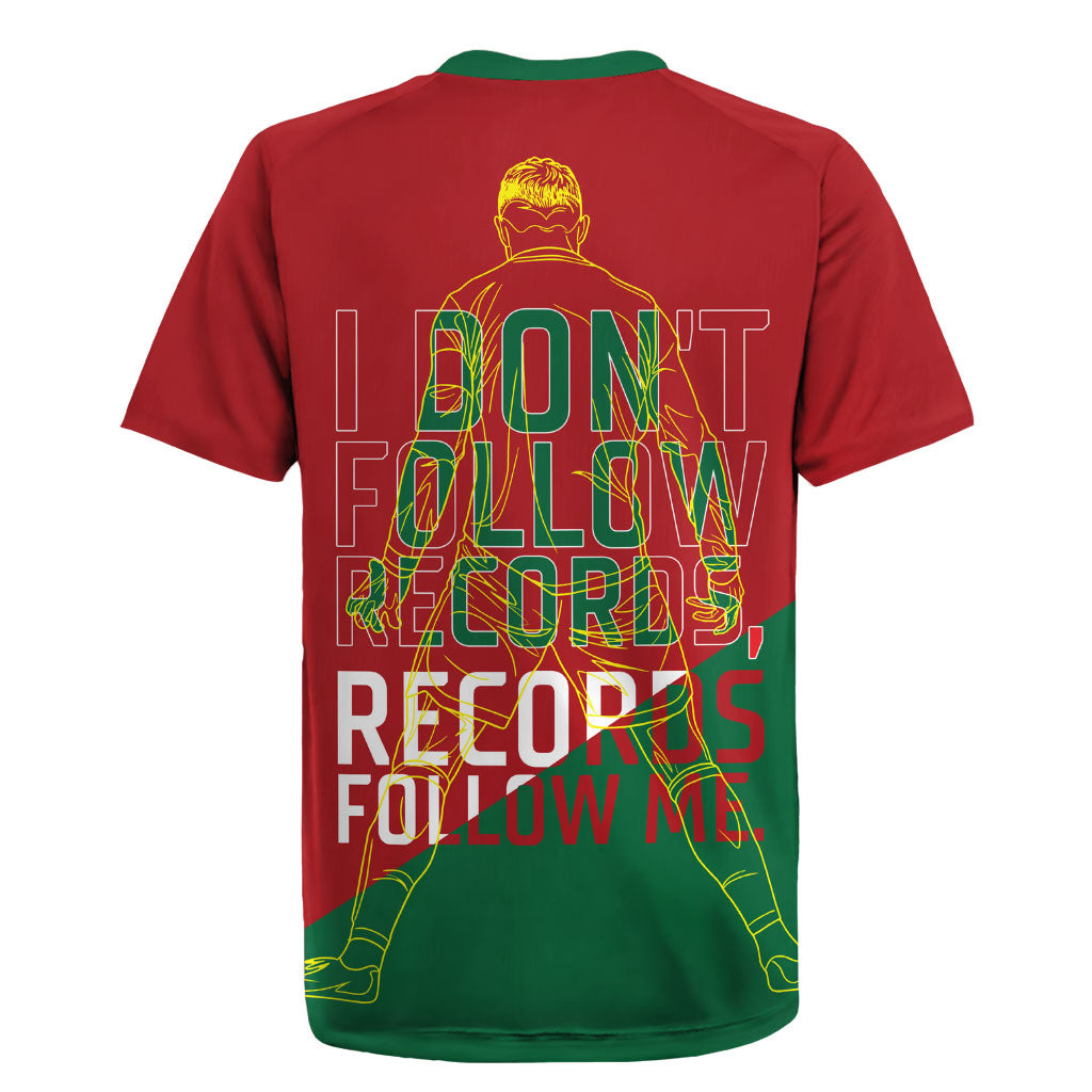Portugal Football Number 7 GOAT Rugby Jersey Records Follow Me Sports Quote Line Art