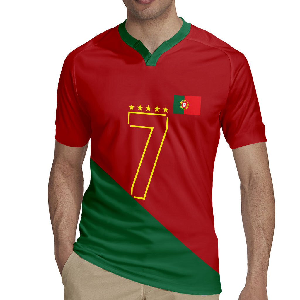Portugal Football Number 7 GOAT Rugby Jersey Records Follow Me Sports Quote Line Art
