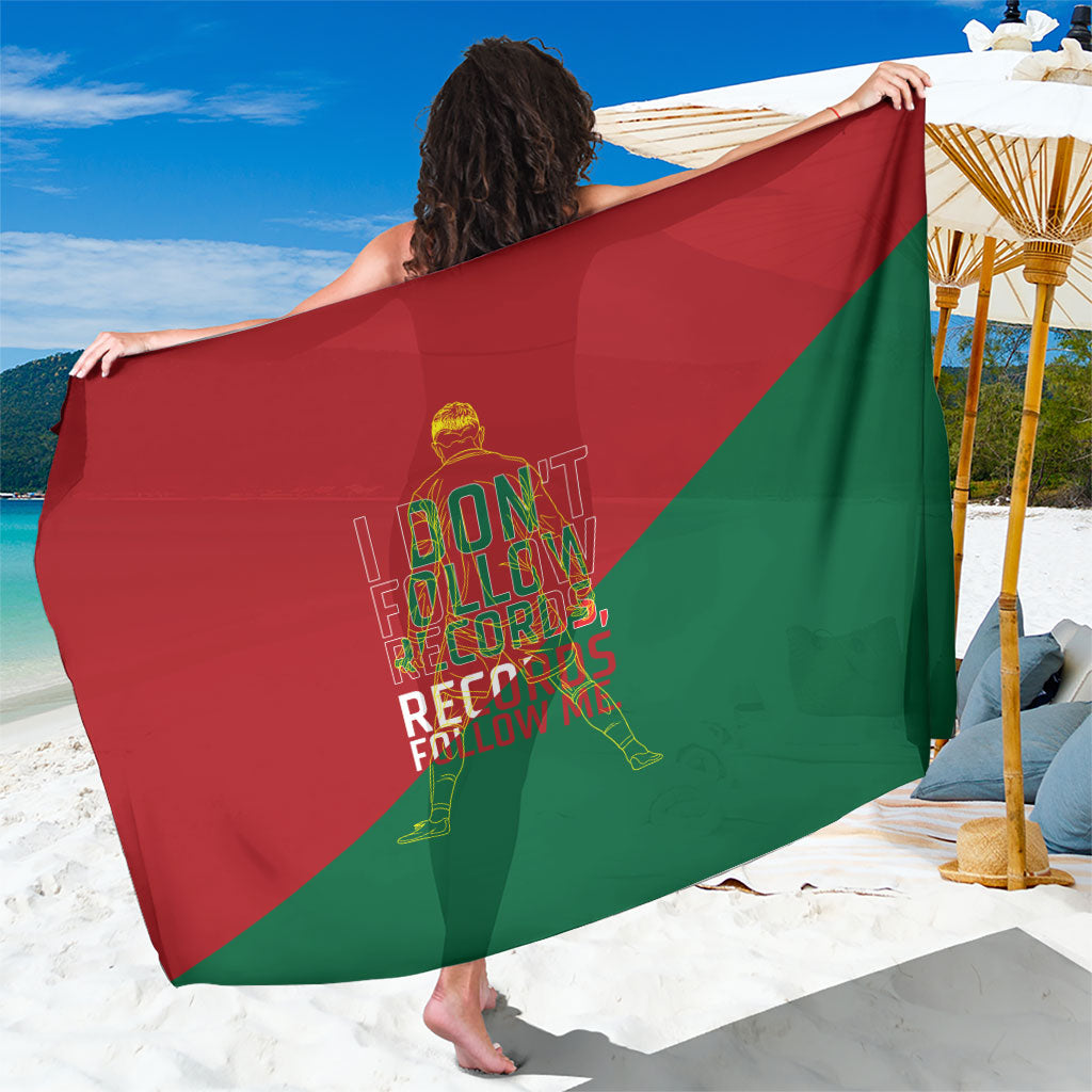 Portugal Football Number 7 GOAT Sarong Records Follow Me Sports Quote Line Art