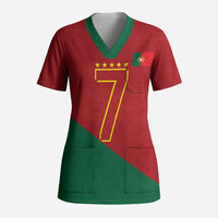 Portugal Football Number 7 GOAT Scrub Top Records Follow Me Sports Quote Line Art
