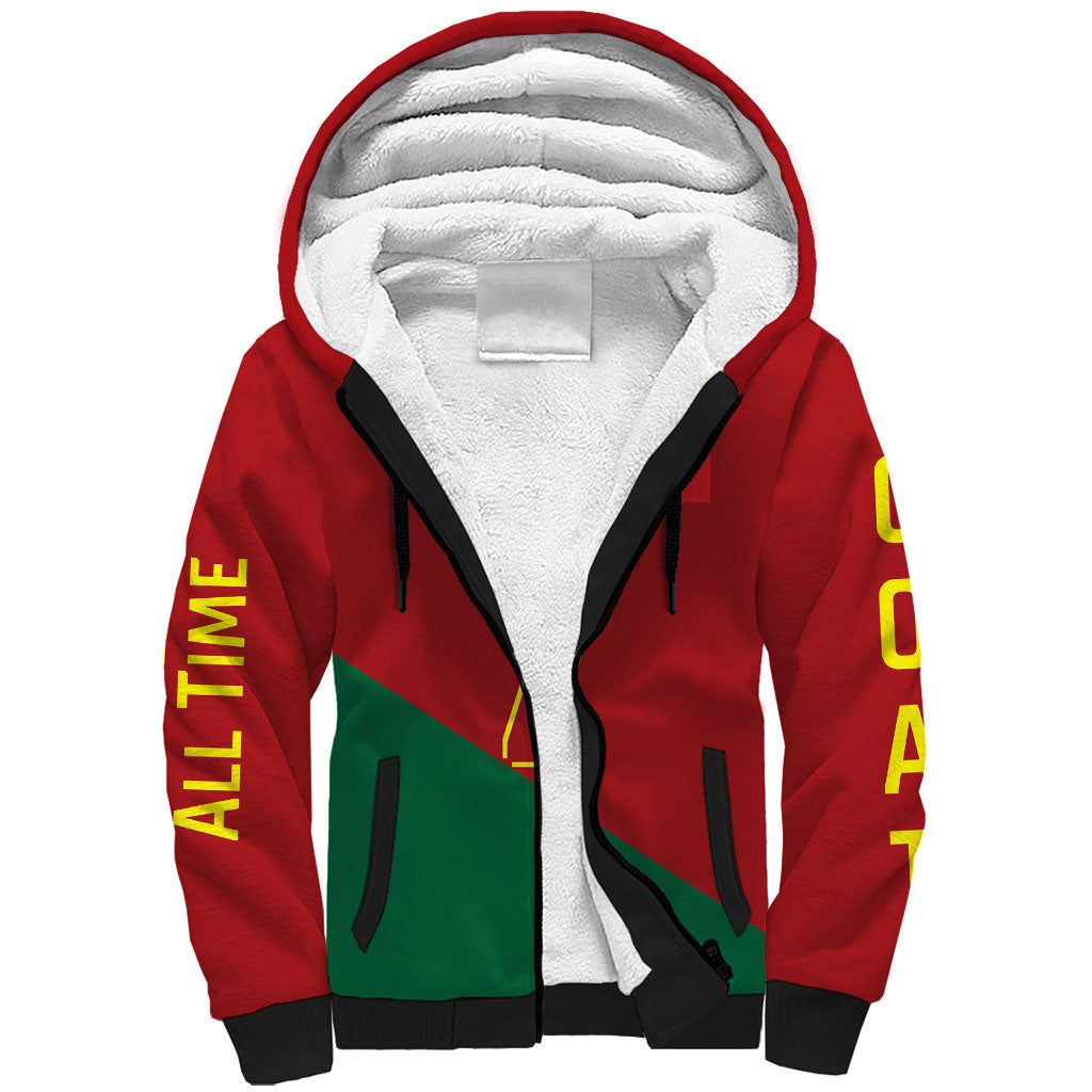 Portugal Football Number 7 GOAT Sherpa Hoodie Records Follow Me Sports Quote Line Art