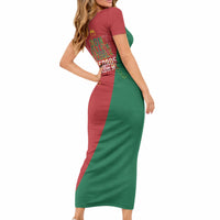 Portugal Football Number 7 GOAT Short Sleeve Bodycon Dress Records Follow Me Sports Quote Line Art