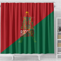Portugal Football Number 7 GOAT Shower Curtain Records Follow Me Sports Quote Line Art
