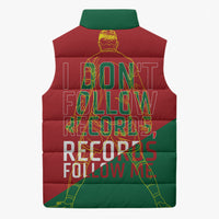 Portugal Football Number 7 GOAT Sleeveless Puffer Jacket Records Follow Me Sports Quote Line Art