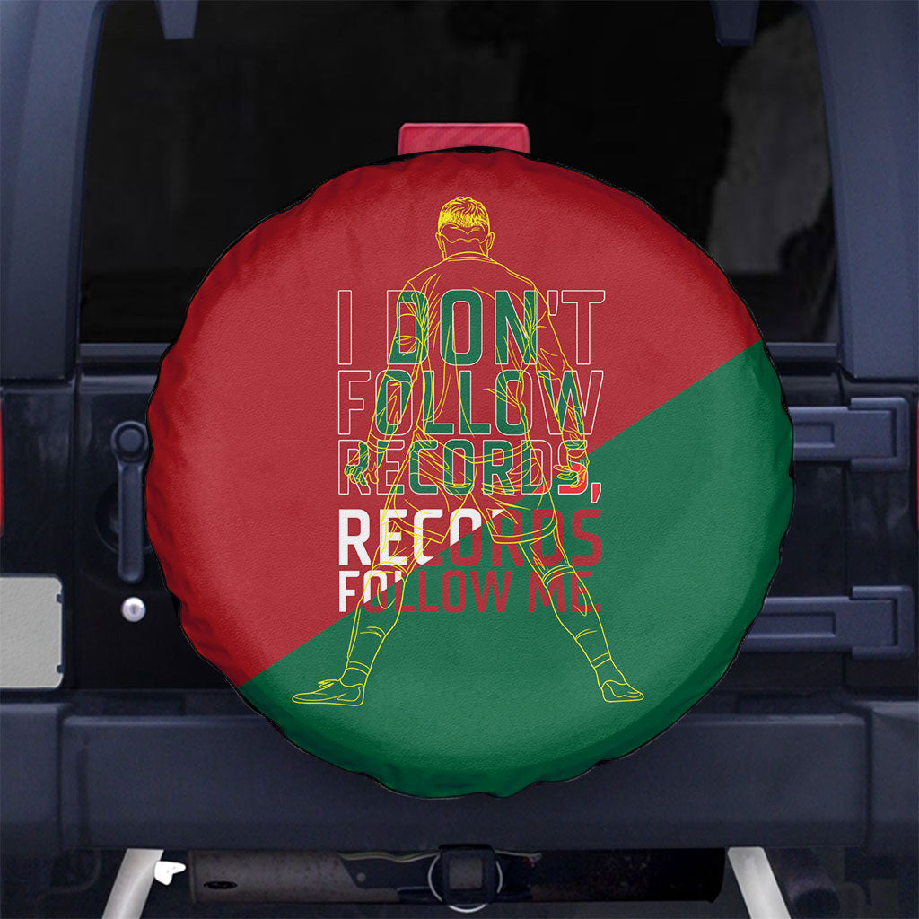 Portugal Football Number 7 GOAT Spare Tire Cover Records Follow Me Sports Quote Line Art